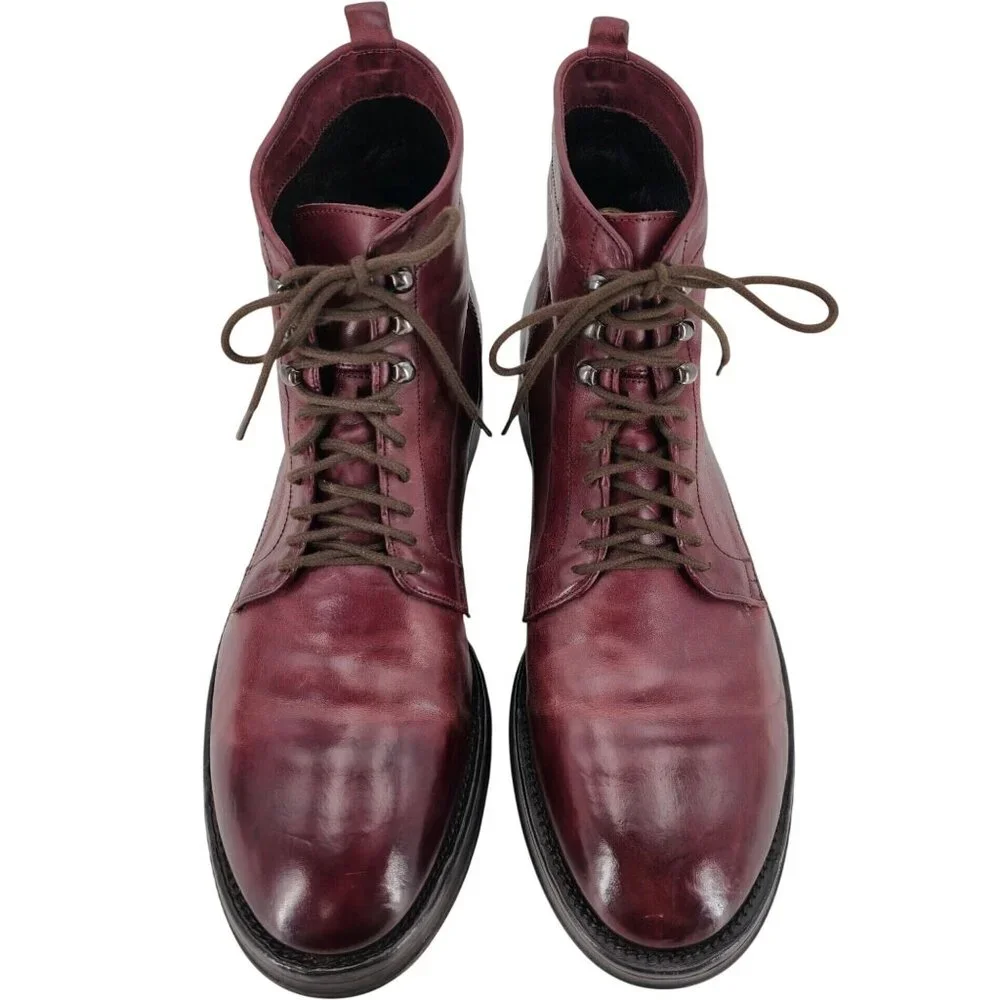Alberto Fasciani Italy Burnished Burgundy Combat Boots Mens 9 Casual Dress Boots - Picture 12 of 14